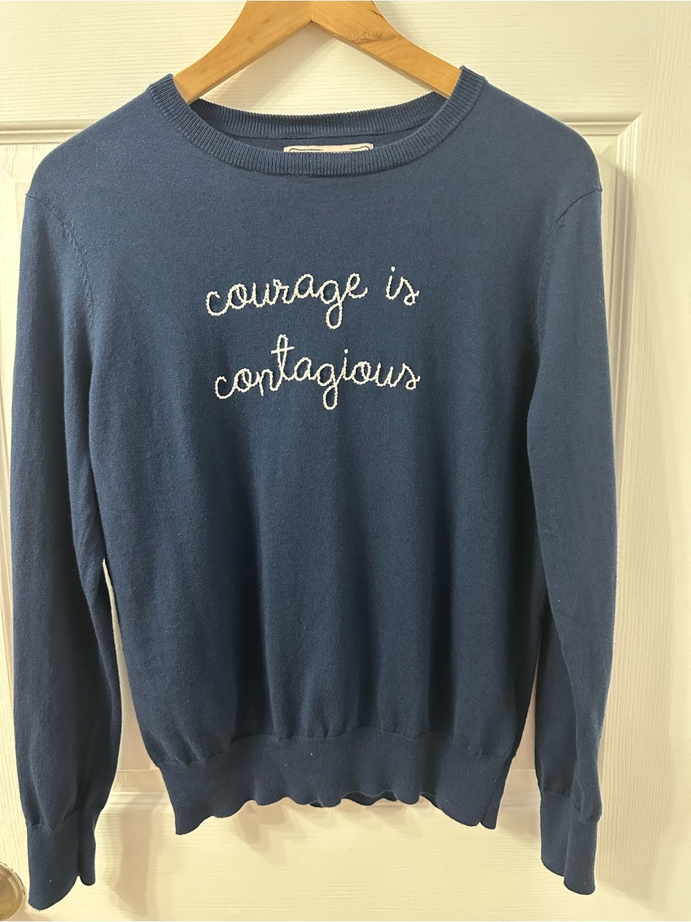 Lingua Franca “courage is contagious" Cotton Silk Crewneck